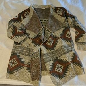 Aztec Print Cardigan Sweater